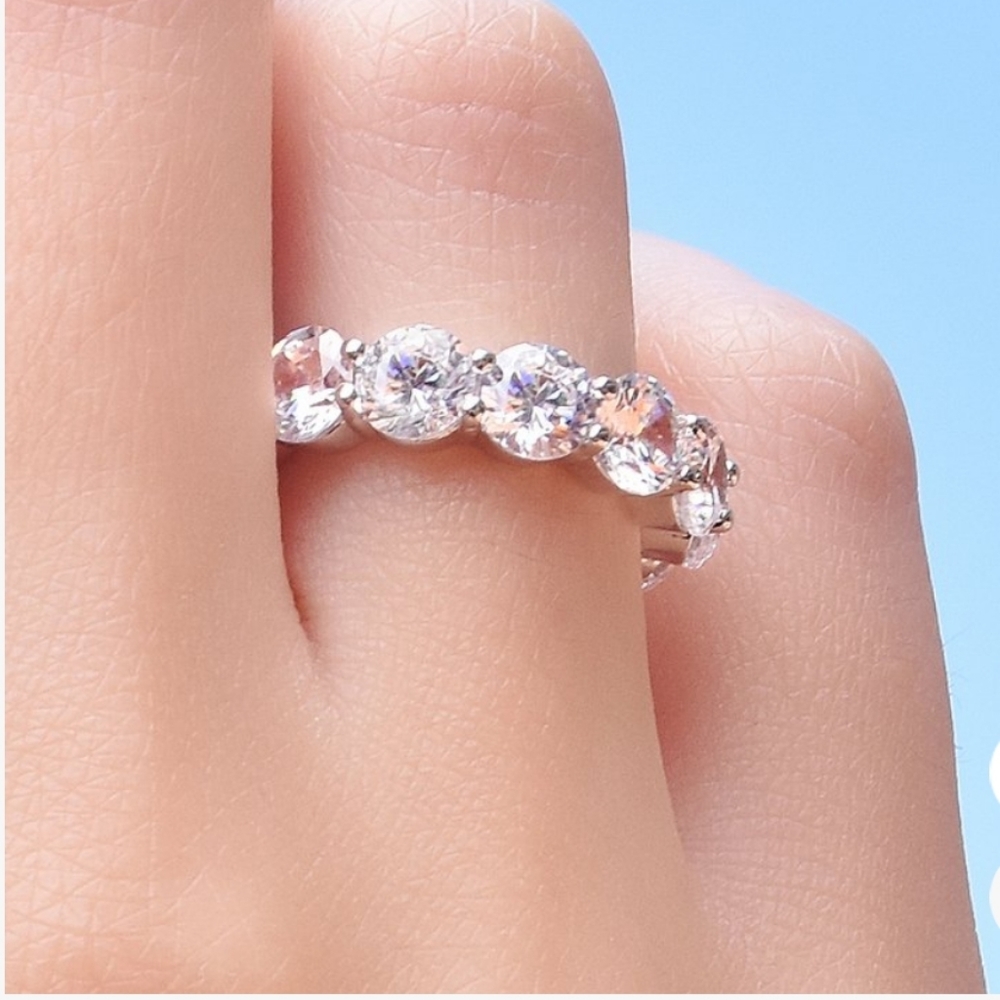 GOLDEN MOON Crystal & Silvertone Eternity Ring